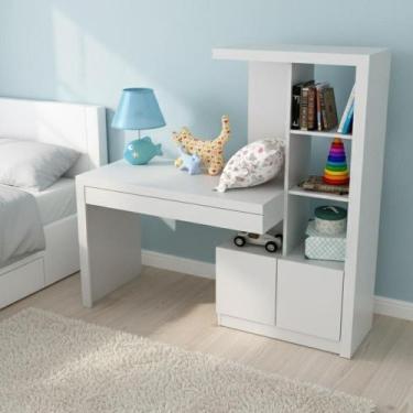 Imagem de Estante Escrivaninha com 1 Gaveta e 4 Nichos - Branco - Tecno Mobili, 