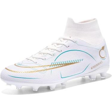 Imagem de Tênis de futebol masculinos de competição de couro com pontas longas -