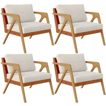 Imagem de Kit 04 Poltronas Decorativas Sala Estar Pietra L02 material sintético 