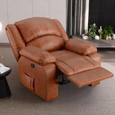Imagem de Poltrona do Papai Reclinável Sala de Cinema Madrid Manual PU Caramelo Brilho  G26