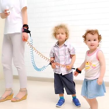 Imagem de KIT Duas Pulseiras Guias Infantil de Segurança Proteção para Criança Pulso Anti Perda (Azul e Laranja)