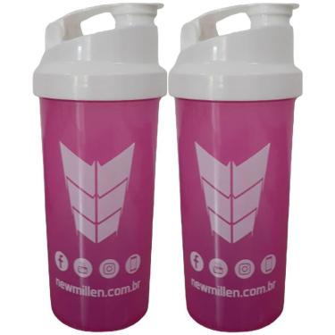 Imagem de Kit 2X Coqueteleira Feminina - 600ml Rosa e Branco - New Millen-Masculino