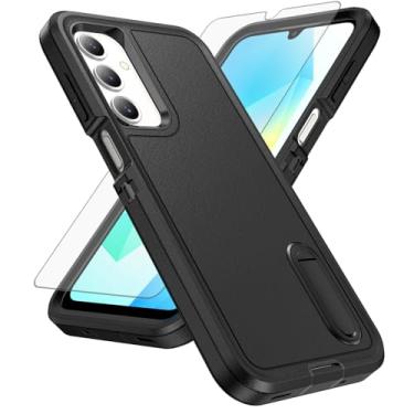 Imagem de Asuwish Capa de celular para Samsung Galaxy A16 5G/4G com película protetora de tela de vidro temperado, suporte oculto híbrido, resistente, à prova de choque, rígida, proteção resistente A 16 16A