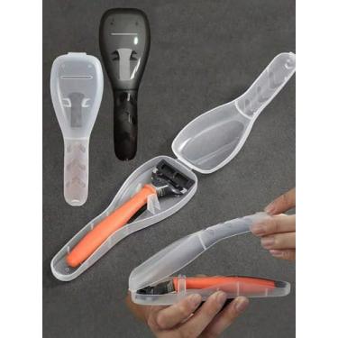 Imagem de Estojo de armazenamento portátil para navalha – Recipiente de viagem com compartimento duplo para lâminas (cor preta)