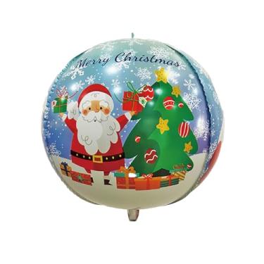 Imagem de Balão Personalizado Natal Papai Noel Redondo 56Cm Frente E Verso Metalizado Com Canudo Fes