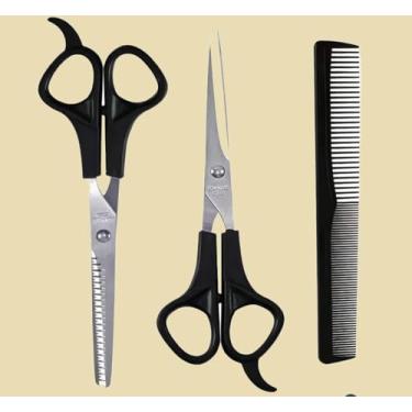 Imagem de Conjunto profissional de tesouras de cabelo – Inclui tesouras afiadas e desbaste + pente para cortes de cabelo de salão/casa. Aço inoxidável premium, adequado para barbeiros e uso faça você mesmo.