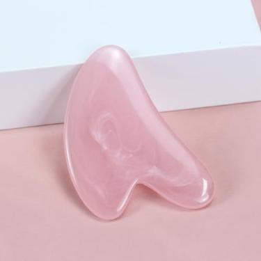 Imagem de Ferramenta Gua Sha em forma de coração - Placa de raspagem de resina para terapia de massagem facial, pescoço e corpo inteiro - Acessório leve e portátil para cuidados com a pele (rosa)