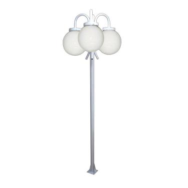 Imagem de Poste Luminária Glob Triplo Braço Baixo Branco 2mt