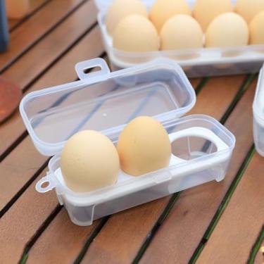 Imagem de 1 caixa de ovos portátil à prova de choque, porta-ovos, caixa organizadora de cozinha transparente para acampamento ao ar livre (três grades (cerca de 15 x 6 x 5 cm))