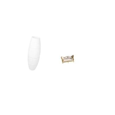 Imagem de Fenteer Abajur de Chão Simples com Proteção para Lâmpada de Papel, Acessório Moderno para Quarto, Casa, Hotel, Miniatura de Sofá de Madeira, Brinquedo de Simu