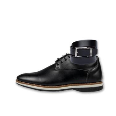 Imagem de Denver Oxford Social Masculino, Sapato Brogue em Couro, Preto e Marrom, com Cinto, Estilo Clássico Confortável (Preto, BR, Adulto, Numérico, 40)