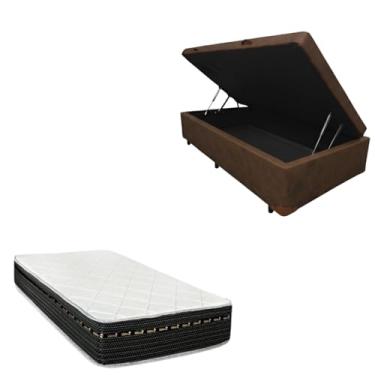 Imagem de Cama Box Baú Blindada com Colchão Eagle Molas Bonnel 22cm (CORINO MARROM, Solteiro)
