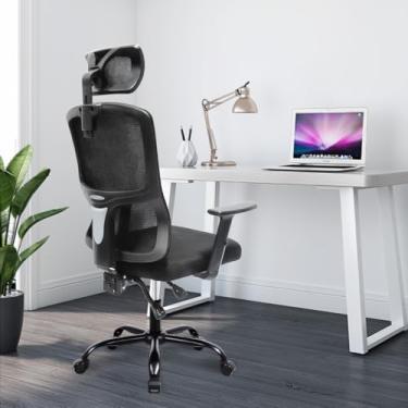 Imagem de Cadeira Ergonômica 3D Reclinável - Apoio de Cabeça e Braços Ajustáveis, Capacidade 150kg (Preto)