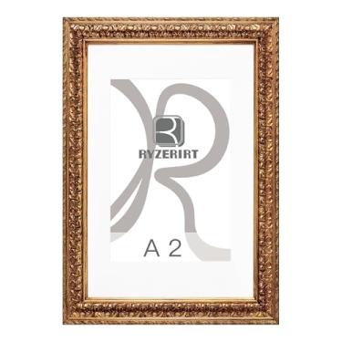Imagem de RYZERIRT Moldura A2 de madeira, exiba imagens A3 com tapete ou A2 sem tapete, molduras de pôster marrom, moldura para pendurar na parede 03