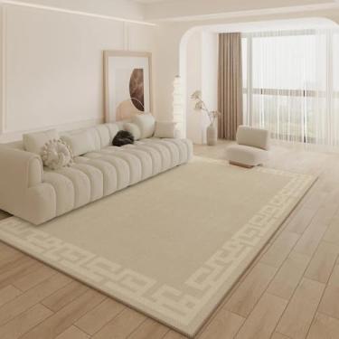 Imagem de Tapete creme para sala de estar, tapete luxuoso para quarto, cabeceira, carpete minimalista para casa (200 x 250 cm/X-QR 20)