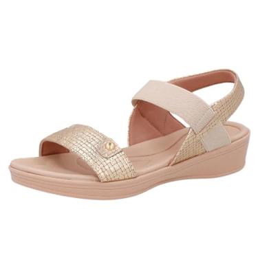 Imagem de Sandalia Feminino Anabela Baixa Passeio Dia a Dia Usaflex