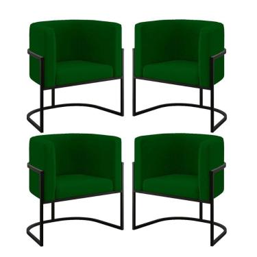 Imagem de Kit 04 Cadeiras Poltrona Lua Preto Balaqui Verde