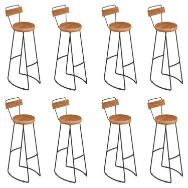 Imagem de Kit 8 Banquetas Alta Astra Com Encosto Base Metálica - Pallazio