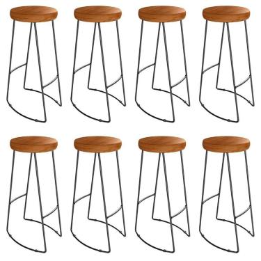 Imagem de Kit 8 Banquetas Alta Astra Base Metálica - Pallazio