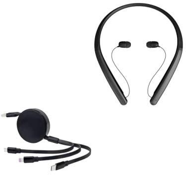 Imagem de BoxWave Cabo compatível com LG Tone Flex HBS-XL7 - AllCharge PD miniSync (100W), cabo USB portátil retrátil de alta velocidade – Preto