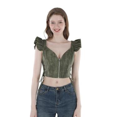 Imagem de NSPSTT Espartilho feminino renascentista, fantasia renascentista, verde, G