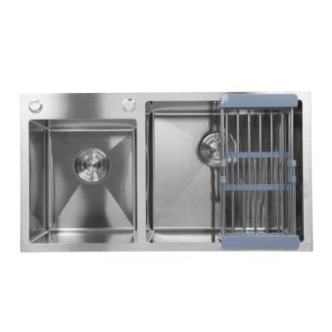 Imagem de Cuba Dupla Cozinha Goumert Luxo Lava Alimentos Louça Escorredor Pia Torneira Bancada Area Externa Limpeza