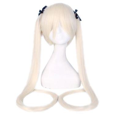 Imagem de Peruca de cosplay longa loira com tranças e franja lateral de 100cm - 