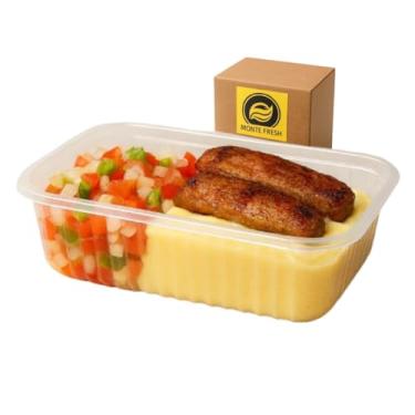 Imagem de Potes Retangulares Descartáveis, 750ml, Plástico Transparente 10UN com Tampa Encaixável, Armazenamento Alimentos e Marmitas, Próprio para Microondas