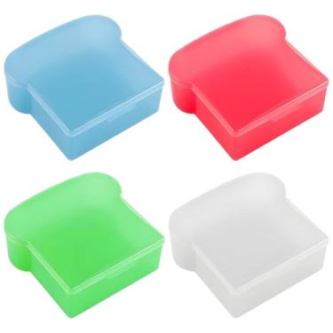 Imagem de Embalagem com 4 recipientes para sanduíche, lancheiras de 590 g com selo de pressão, plástico PP para armazenamento de alimentos