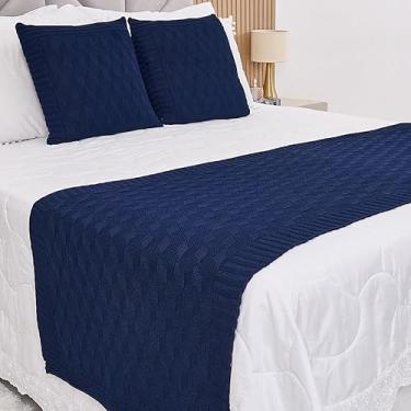Imagem de Manta Tricot Cama Casal 3d - Somente a Peseira(Azul Marinho,Queen)