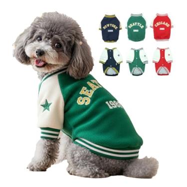 Imagem de LUVMOJO Casacos de lã universitários médios para o inverno, casaco elegante para animais de estimação para meninos e meninas, moletons para cães e gatos, roupas esportivas masculinas e femininas