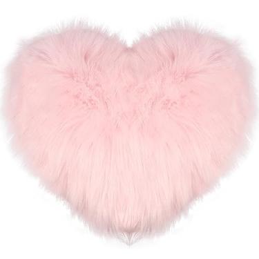 Imagem de Travesseiro de pelúcia em forma de coração, 45 cm x 40 cm, almofadas decorativas fofas de pelúcia sintética macia, laváveis na máquina, almofadas em forma de coração, presentes emocionantes para o Dia