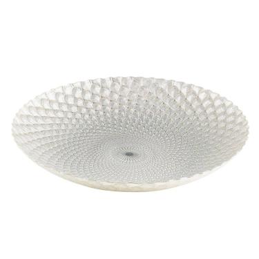 Imagem de Centro de Mesa Decorativo de Vidro Stambul Branco Perolado 40x7cm Wolff