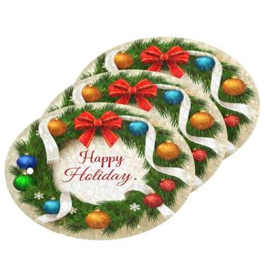 Imagem de Wassud Guirlanda de Natal esponja de polpa de madeira para pratos, pacote com 3 esponjas de cozinha para limpeza, esfregão resistente para panelas antiaderentes, esponjas de lavar louça para pia