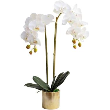 Imagem de Flor artificial com vaso orquídea, flor artificial, moderna, simples, flor falsa, Phalaenopsis, conjunto de vaso para sala de estar, decoração de casa
