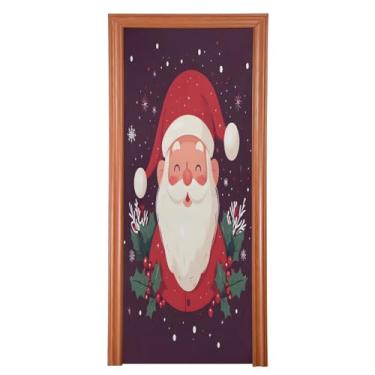 Imagem de Wassud Capa de porta de Natal para decoração de banner, 91 x 242 cm, grande Natal, Papai Noel, capa elástica para porta interna para varanda e porta da frente