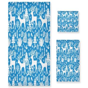 Imagem de Wassud Conjunto de 3 toalhas de banho de rena branca, toalhas super macias e absorventes para banheiro, toalhas de banho de secagem rápida, toalha de banho para academia, spa, hotel