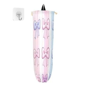 Imagem de xigua Suporte de parede para saco plástico com laços, pacote com 2, pacote com 2, organizador de sacolas de compras reutilizáveis para bolsas, meias, roupas íntimas e gravatas