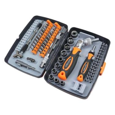 Imagem de Conjunto de chaves de fenda de catraca, conjunto de soquete multifuncional 68 em 1 e conjuntos de brocas de chave de fenda magnética com alças de catraca rotativas e barra de extensões para manutenção