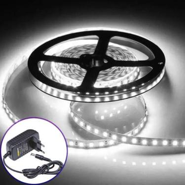 Imagem de Fita LED Luz Branco Frio 5m 14,4w 5050 Casa Quarto Sala Rebaixamento G
