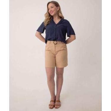 Imagem de Short Feminino Alfaiataria Cinto Marisa-21024, Bege, 46
