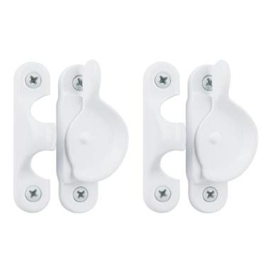 Imagem de HASWARE Trava de faixa de janela de metal - Design à prova de intempéries e resistente à ferrugem, ótimo para chalés, apartamentos e casas de aluguel (1, branco)