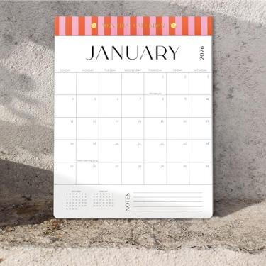 Imagem de Aesthetic Calendário vertical magnético 2025-2026 - Funciona de janeiro de 2026 a julho de 2026 - O calendário mensal perfeito para geladeira com designs mínimos para facilitar a organização