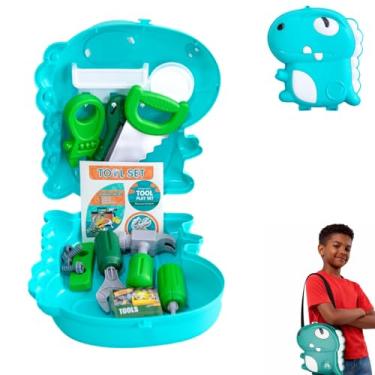 Imagem de Maleta De Ferramentas Infantil Dinossauro 2 Em 1 17 Peças Brinquedo Educativo Criativo Para Crianças