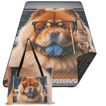 Imagem de TSENQUE Chow Chow Tapete de praia para cachorro trabalhador filhote de cachorro impermeável à prova de areia suprimentos de piquenique tapete dobrável tapete floral para acampamento tapete de