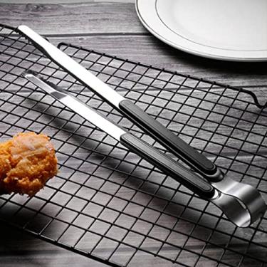 Imagem de Cryfokt Presilha de Bife para Boca de Dentes de Aço Inoxidável Pinça de Comida para Churrasco Ideal para Assar Pão de Carne, 10 Polegadas Fácil de Limpar Pinça de Cozinha para Amantes de Acessórios