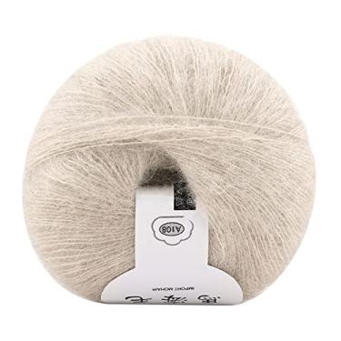 Imagem de Ainoli Soft Mohair Tricô Fio de Lã DIY Xale Cachecol Suprimentos de Linha de Crochê (17 bege)
