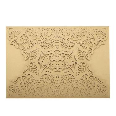 Imagem de SIWOTED 10 unidades de cartões de convites de casamento em estilo europeu esculpindo envelopes de convites para festas de aniversário (D)