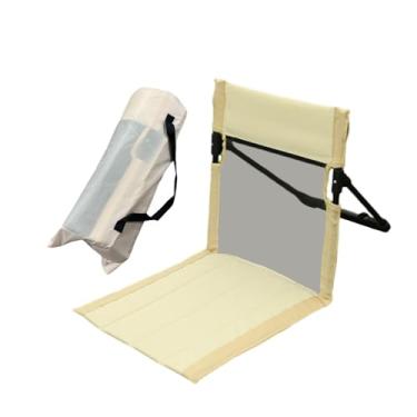 Imagem de Qraatosi Cadeira de Chão com Encosto, Cadeira de Praia Dobrável, Cadeira de Estádio, Cadeira de Camping com Bolsa de Transporte para Jardim, Caminhadas E Pátio, Bege