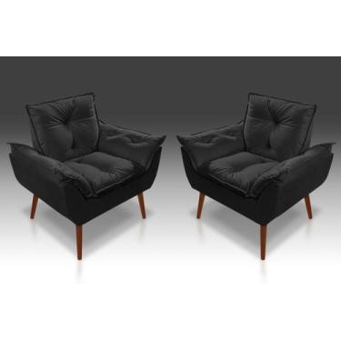 Imagem de  Kit 02 Poltrona Opala suede Preto- Alto Padrão  - CASA DA POLTRONA